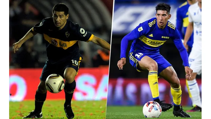 Aaron Molinas y Juan Román Riquelme en Boca.
