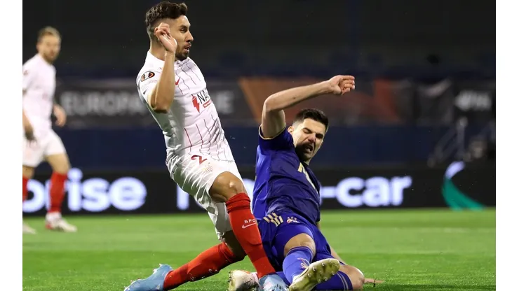 Gonzalo Montiel fue reemplazado en Dinamo Zagreb - Sevilla