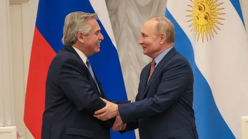 Alberto Fernádez con Putin (Foto: Casa Rosada).