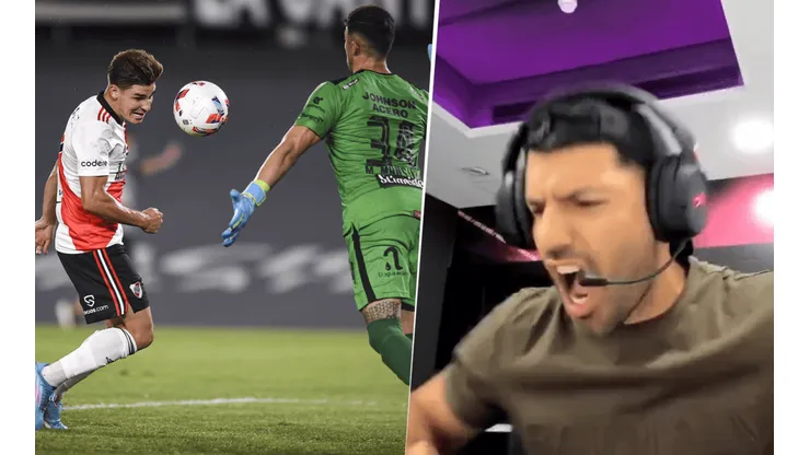 Agüero se volvió loco con el gol de Álvarez.