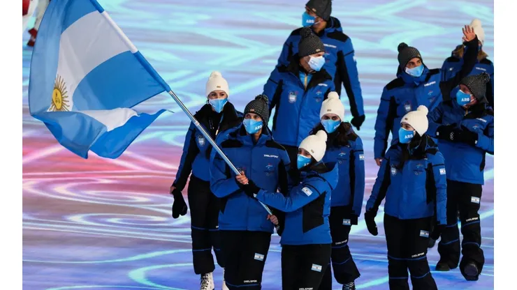La delegación argentina en el desfile inaugural de Pekín 2022
