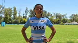 Mariel Velay Fossat, con la camiseta de Las Yaguaretés