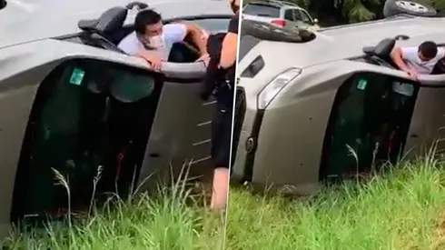 VIDEO | El Pulga Rodríguez ayudó a una mujer a salir de su coche tras un accidente