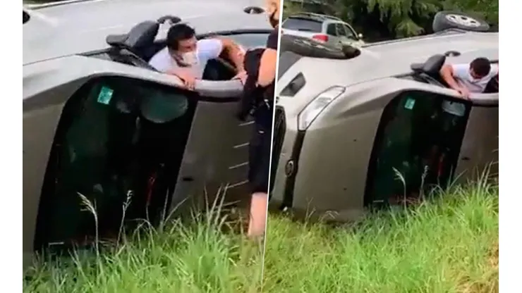 VIDEO | El Pulga Rodríguez ayudó a una mujer a salir de su coche tras un accidente