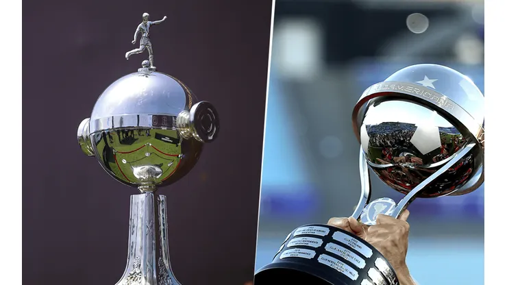 Los trofeos de la Copa Libertadores y la Copa Sudamericana.