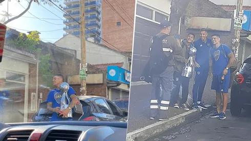 Rojo y Almendra, paseando con la copa.