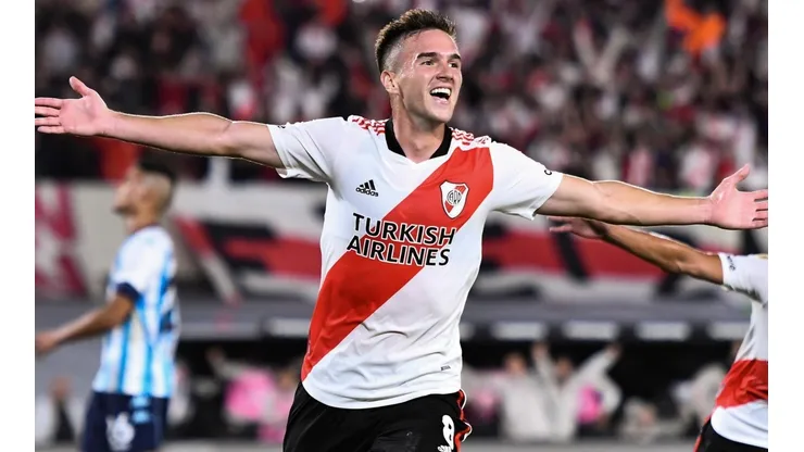 Agustín Palavecino festejando un gol que vale un campeonato