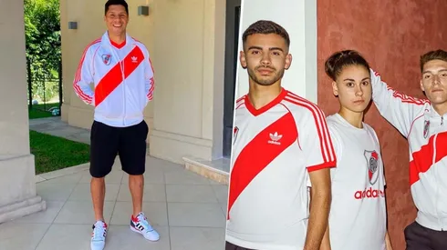 Furor por la línea retro de River: los jugadores posan con la nueva indumentaria