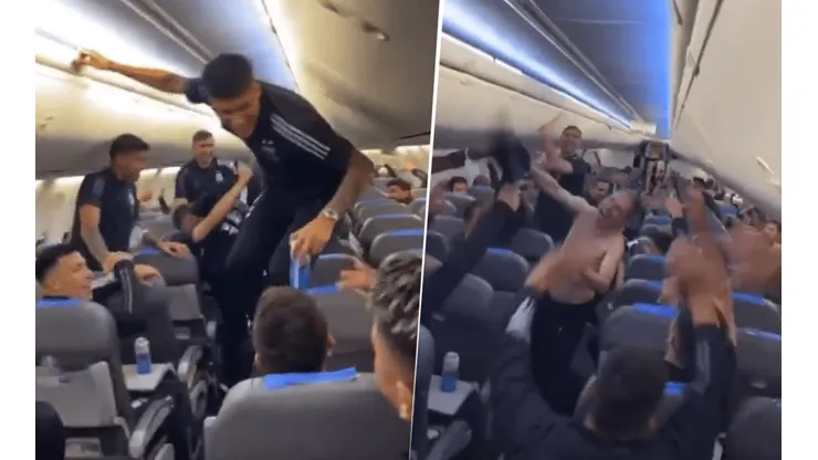 La Selección, de fiesta en el avión.
