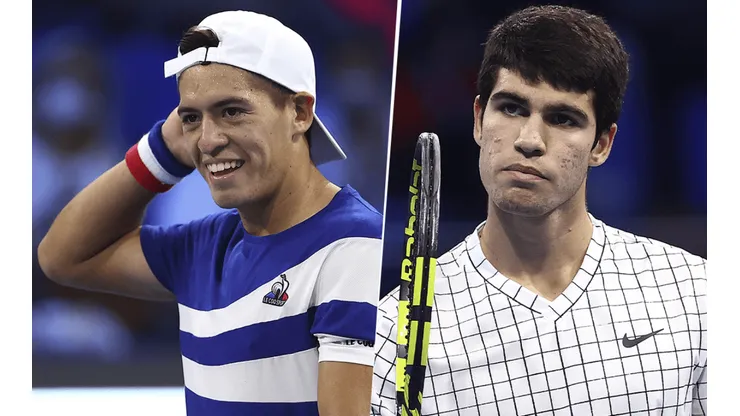 Sebastián Báez vs. Carlos Alcaraz por los Next Gen ATP Finals (Foto: Getty Images).
