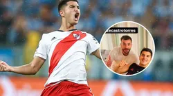 La foto de Exequiel Palacios y la reacción de los hinchas (Foto: Getty Images)