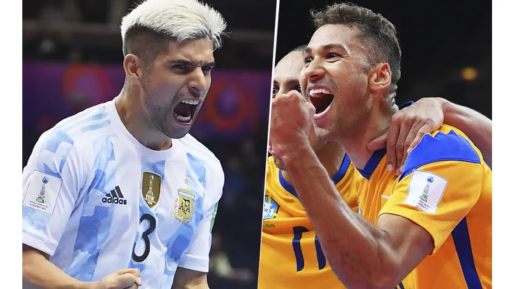 Argentina vs. Brasil por el Mundial de Futsal de Lituania 2021. (Fotos: Twitter oficial de FIFA - @fifacom_es).