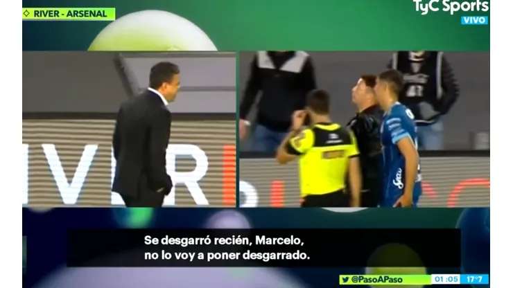 El desopilante cruce entre Gallardo y Damonte tras la lesión del Marciano Ortiz