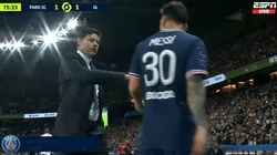 El momento del cambio de Lionel Messi.