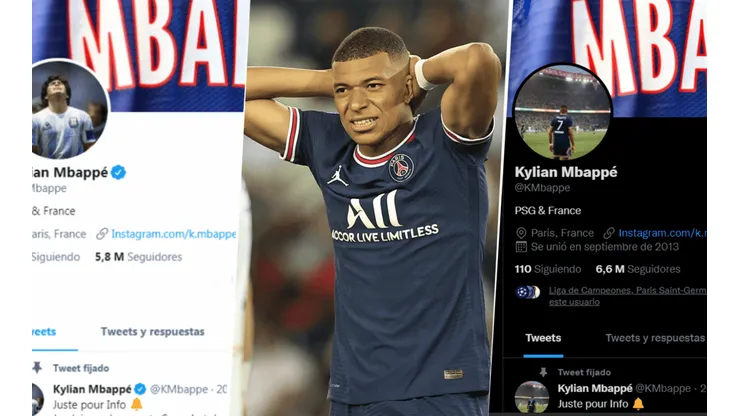 Mbappé sacó a Diego de su foto de perfil de Twitter.