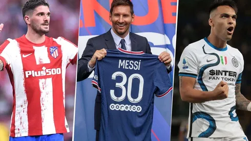 Rodrigo De Paul, Lionel Messi y Lautaro Martínez estarán esta semana en la Champions (Fotos: Getty)