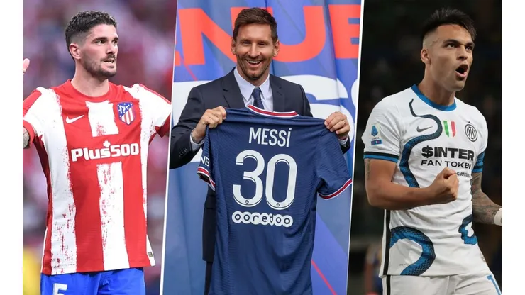 Rodrigo De Paul, Lionel Messi y Lautaro Martínez estarán esta semana en la Champions (Fotos: Getty)