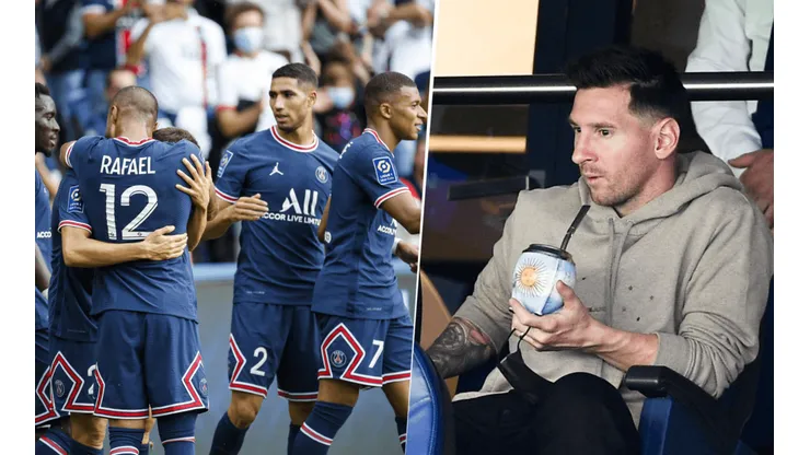 Messi, viendo fútbol con el mate en la mano.