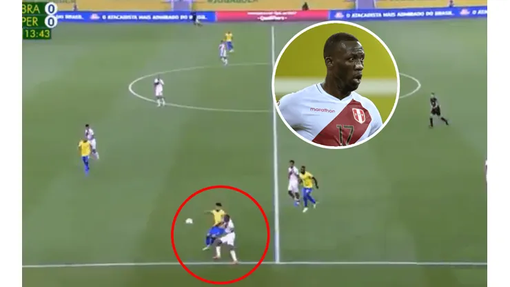 Advíncula y un error que terminó en gol de Brasil.