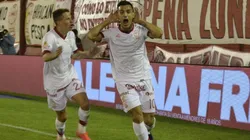 Franco Cristaldo festejando el 1-0 parcial.