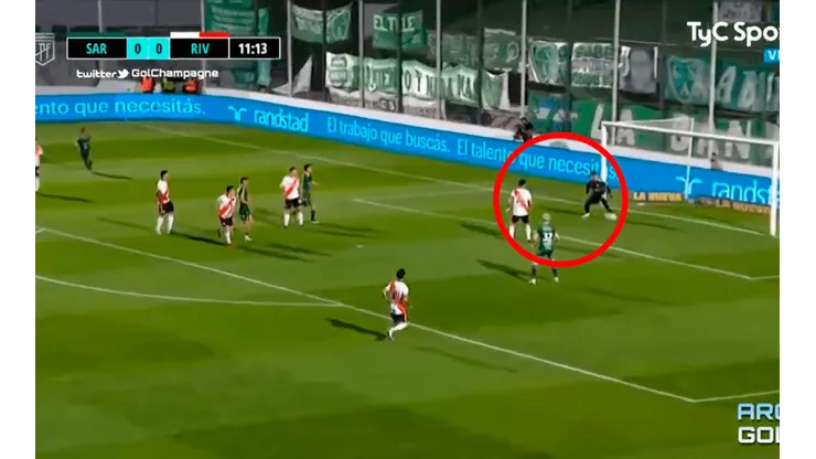 Con ayuda de Bologna y Enzo Pérez, Alanís puso el 1 a 0 de Sarmiento