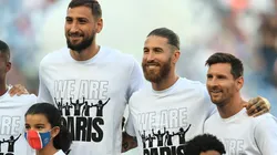 Lionel Messi en su presentación con sus nuevos compañeros del PSG (Foto: GettyImages)