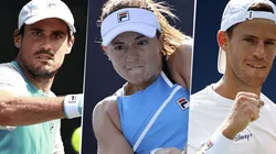 Guido Pella, Nadia Podoroska y Diego Schwartzman, tres de los por ahora seis argentinos que disputarán el US Open (Foto: Getty Images).