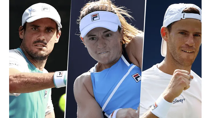 Guido Pella, Nadia Podoroska y Diego Schwartzman, tres de los por ahora seis argentinos que disputarán el US Open (Foto: Getty Images).