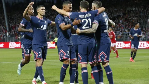 El festejo de los jugadores de PSG.