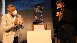 Claudio Tapia y Marcelo Tinelli, sorteo de la Copa de la Liga (Foto: AFA vía Twitter)