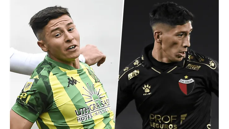 Aldosivi, con Gastón Lodico, y Colón, con Rodrigo Aliendro, se enfrentan por la Liga Profesional. (Fotos: Getty).