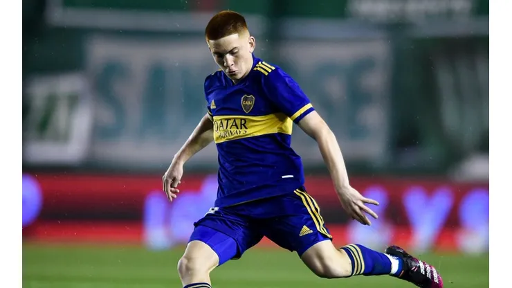 Valentín Barco durante un partido de Boca.