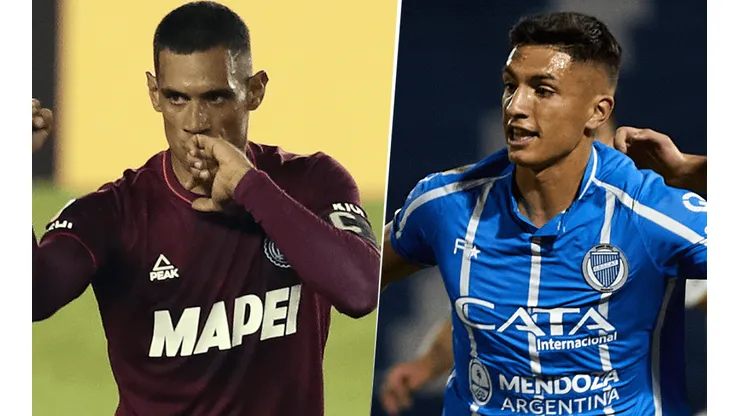 Lanús, con José Sand, y Godoy Cruz, con Ezequiel Bullaude, se enfrentarán por la Liga Profesional. (Fotos: Getty Images).