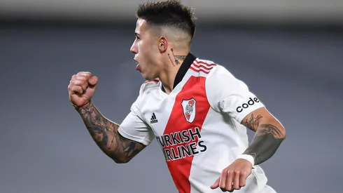 Enzo Fernández festejando el 1-0 parcial.