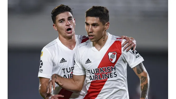 Gonzalo Montiel festejando un gol en River.