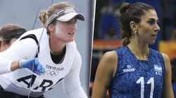 Victoria Travascio y María Sol Branz irán por una medalla para Argentina en la regata de 49er FX, mientras que Las Panteras finalizan su participación en vóley femenino. (Fotos: Getty Images).