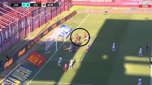 El gol errado por los jugadores de Lanús.
