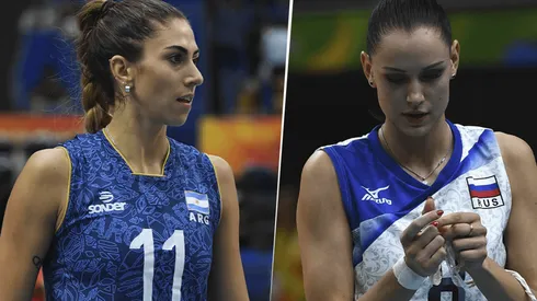 Julieta Lazcano, de Argentina, y Nataliya Goncharova, de Rusia, se enfrentarán en el vóley femenino de Tokio 2020. (Fotos: Getty Images).