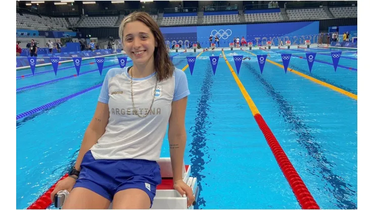 Delfina Pignatiello, desde la pileta olímpica de Tokio 2020.