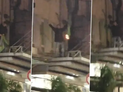 En pleno festejo subió al techo de un hotel para quemar la bandera de Brasil y sacar la de Chile