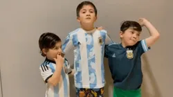 Antonela subió un video de sus tres hijos con Messi cantando por Argentina