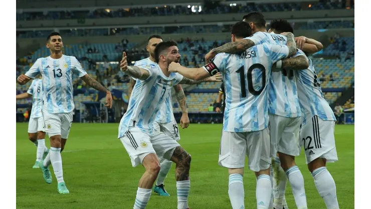 ¡El festejo de todos los jugadores argentinos!