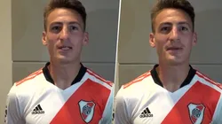 Braian Romero posando con la camiseta de River (Foto: River vía Twitter)