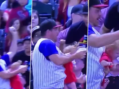Video viral: para capturar la pelota soltó a su bebé pero no a la cerveza