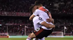Quintero y Borré festejando un gol en River.