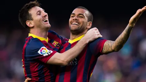 Lionel Messi y Dani Alves, juntos en Barcelona.