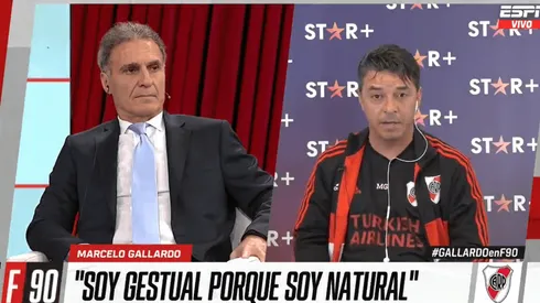 Lindo cruce entre Marcelo Gallardo y Oscar Ruggeri.