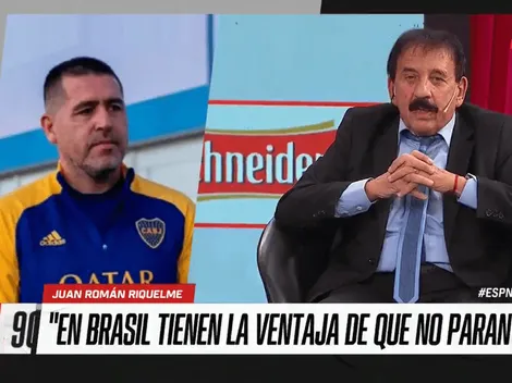 Momento tenso: Riquelme y Leto se cruzaron al aire por los refuerzos de Boca