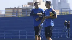 Paredes y Riquelme entrenando en Boca en 2013.