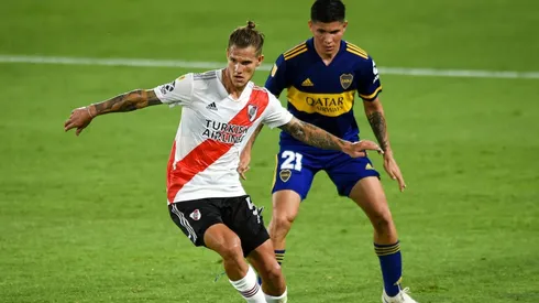Bruno Zuculini en un Superclásico.